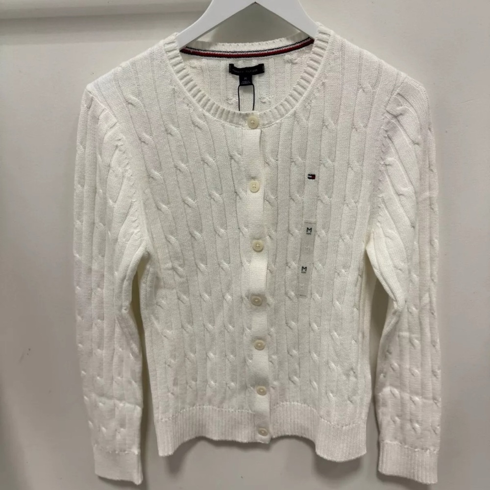 Tommy Hilfiger Women's White Cable Knit Sweater